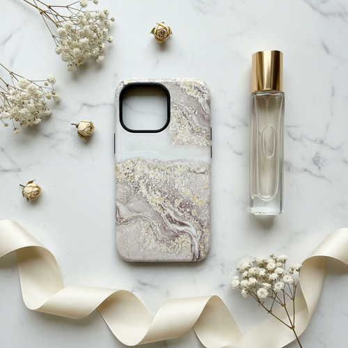 Coque marbre rose or - lifestyle